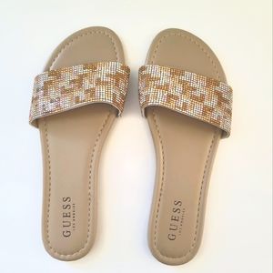 Guess rhinestones slide slip-on sandals with rhinestone straps